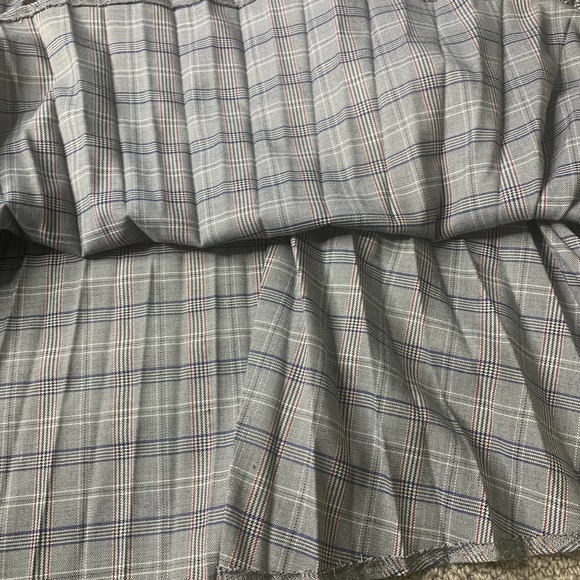 MAAC‎ London Womens Skirt Size Medium Gray Plaid Pleated Midi A-Line Pull On - Picture 4 of 11
